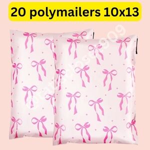 20 Pack Floral Poly Mailers -Pink Bow Size 10x13
